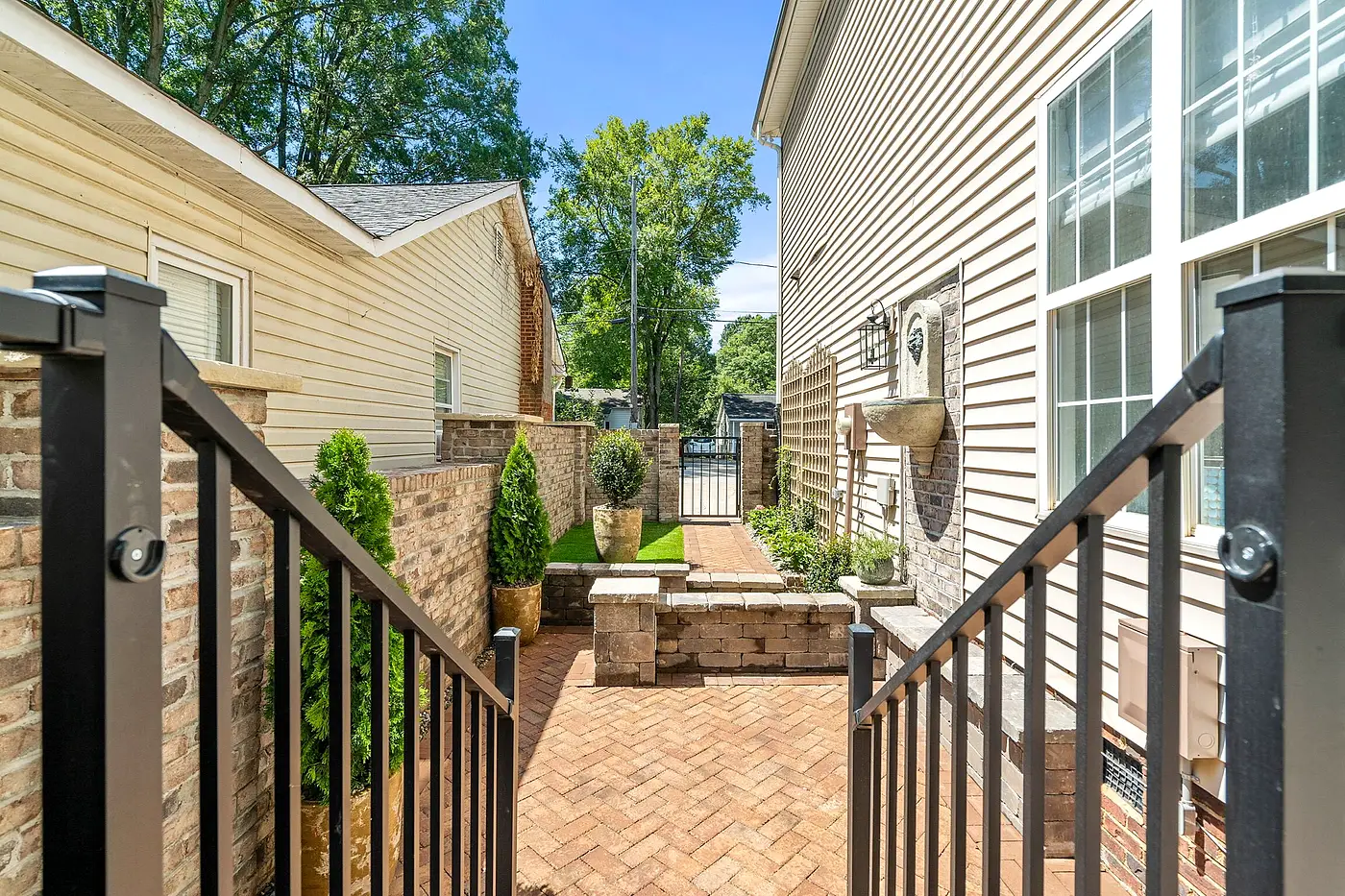 Stone walkway, steps and railing in Cornelius NC